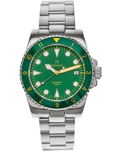 Heritor Luciano Bracelet Watch W/Date - Green
