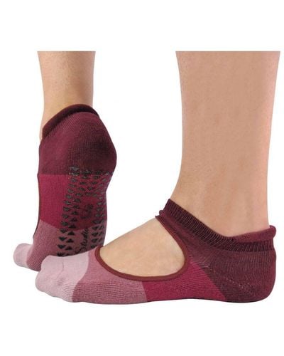 Sock Snob 2 Pairs Ladies Non Slip Grip Low Cut Invisible Pilates Yoga Socks - Purple