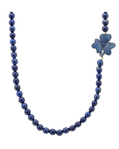 LÁTELITA London Flower Lapis Lazuli Gemstone Long Necklace - Blue