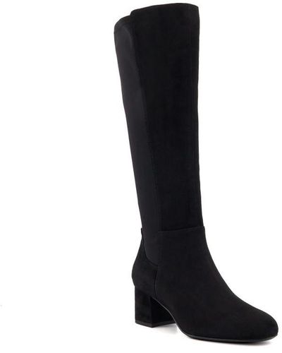 Dune Ladies Tawny - Block-heeled Knee High Boots Suede - Black