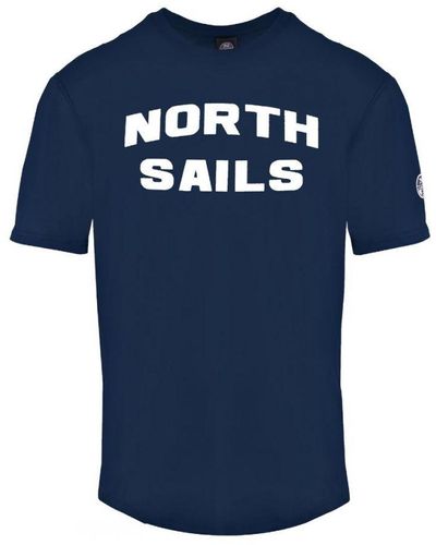 North Sails Block Brand Logo Navy Blue T-shirt Cotton