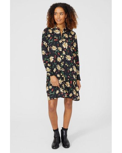 MAINE Long Sleeve Button Through Floral Printed Dress Viscose - Multicolour