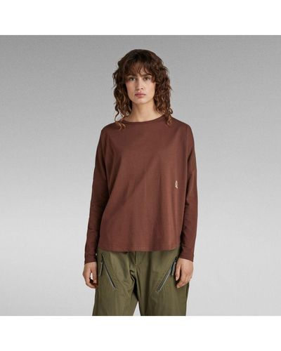 G-Star RAW G-Star Raw Woven Mix Loose Top - Brown