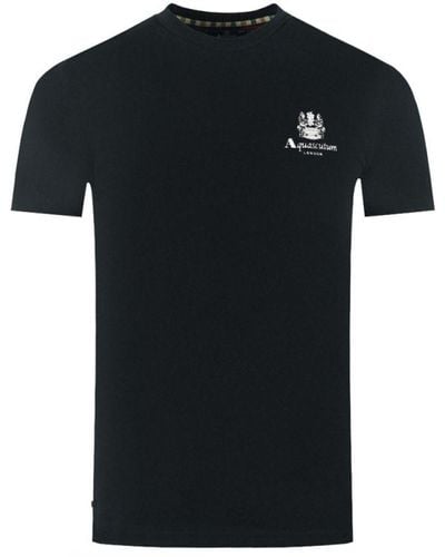Aquascutum London Aldis Brand Logo On Chest Black T-shirt - Zwart