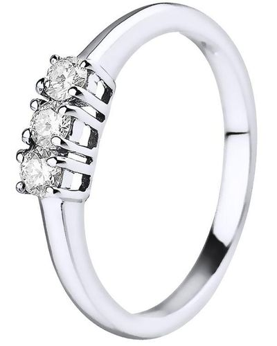 Diadema Ring Trilogy Bezet Met Diamanten 0,24 Cts Claws White Gold 18 Karaat - Wit