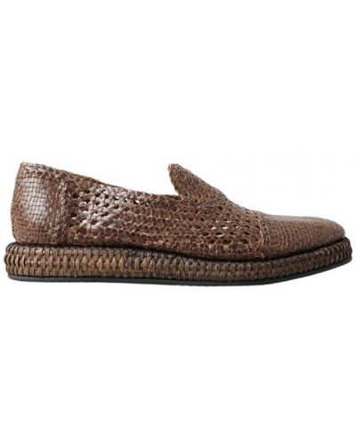 Dolce & Gabbana Woven Leather Loafers Casual - Brown
