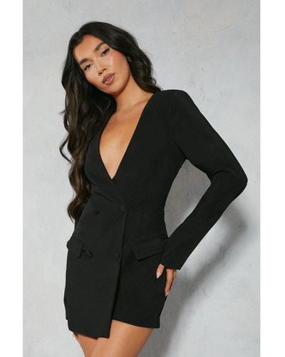 MissPap Tailored Double Breasted Boxy Blazer Playsuit - Black