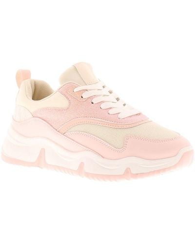 Wynsors Chunky Trainers Javelin Lace Up Textile - Pink