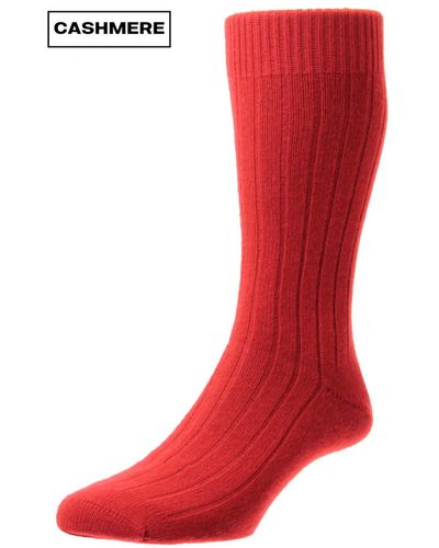 Pantherella Cashmere Waddington Rib Sock - Red