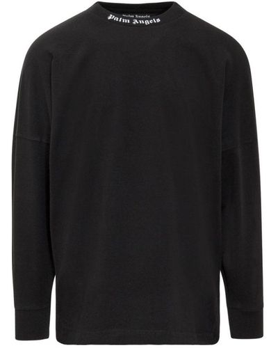 Palm Angels Classic Logo Long Sleeve Black T-shirt - Zwart