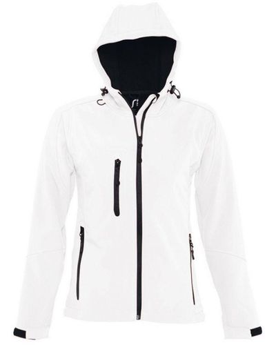 Sol's Ladies Replay Hooded Soft Shell Jacket (Breathable, Windproof And Water Resistant) () - White