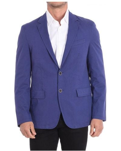 Daniel Hechter Classic Collar Lapel Jacket 6305-47120 Man Cotton - Blue