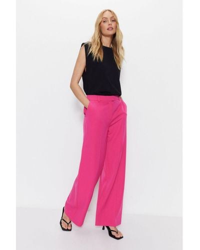 Warehouse Tailored Straight Leg Trouser - Pink