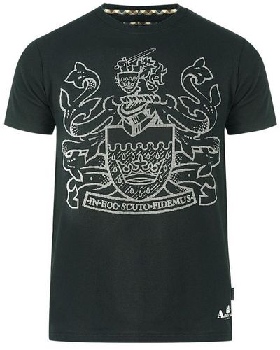 Aquascutum Zwart T-shirt Met Groot Gepixeld Aldis-logo - Groen