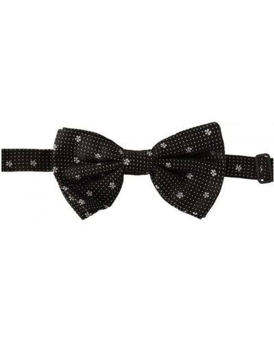 Dolce & Gabbana Polka Dots Silk Neck Papillon Tie - Black