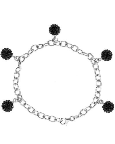 Diadema Armband 5 Crystal Crystal Breloques Black Silver 925 - Wit