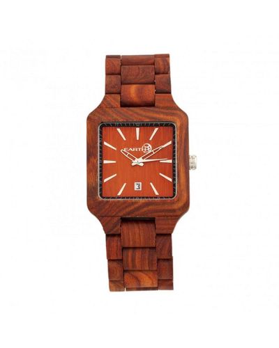 Earth Wood Arapaho Bracelet Watch W/Date - Red