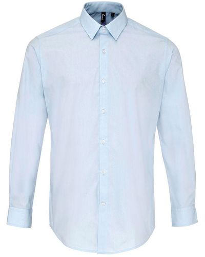 PREMIER Supreme Heavier Weight Poplin Long Sleeve Work Shirt (Light) - Blue