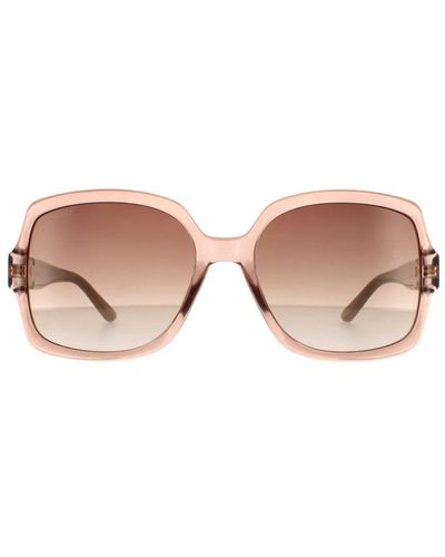 Jimmy Choo Square Crystal Nude Gradient Sunglasses - Brown