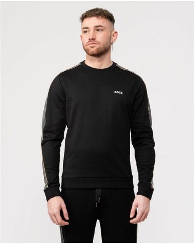 BOSS Boss Cotton Blend Loungewear Sweatshirt With Embroidered Logo - Black