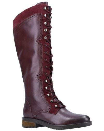 Hush Puppies Ladies Rudy Lace Up Long Leather Boot () - Red
