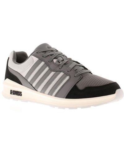 K-swiss Trainers Rival Leather Lace Up Grey Leather