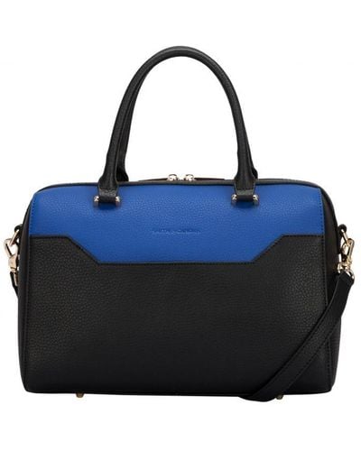 Smith & Canova Two-Tone Leather Zip Top Grab Bag - Blue