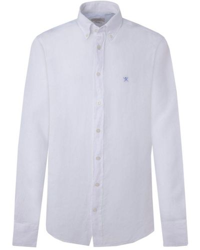 Hackett Linen Long Sleeved Shirt - White