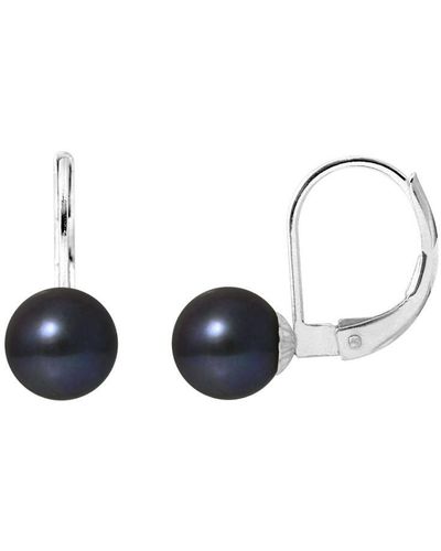 Blue Pearls Oorbellen Van Witgoud (375/1000) Met Zwarte Zoetwaterparels - Blauw
