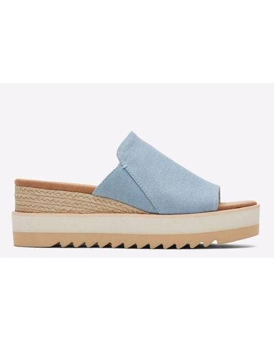 TOMS Diana Mule Wedges Mixed Material - Blue