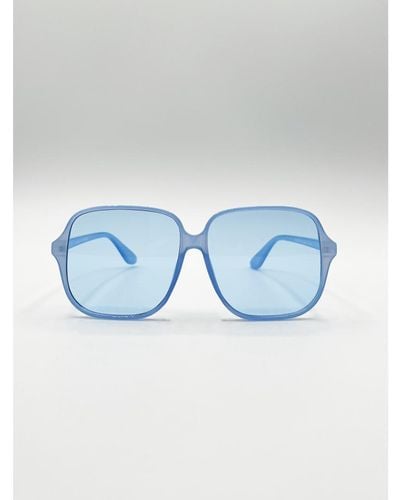 SVNX Oversized Lightweight Square Frame Sunglasses - Blue