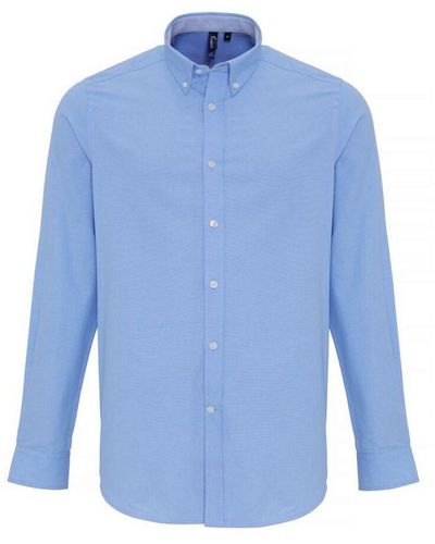 PREMIER Cotton Rich Oxford Stripe Shirt (Light) - Blue