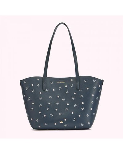 Lulu Guinness Cherry Blossom Small Ivy Tote Leather - Blue