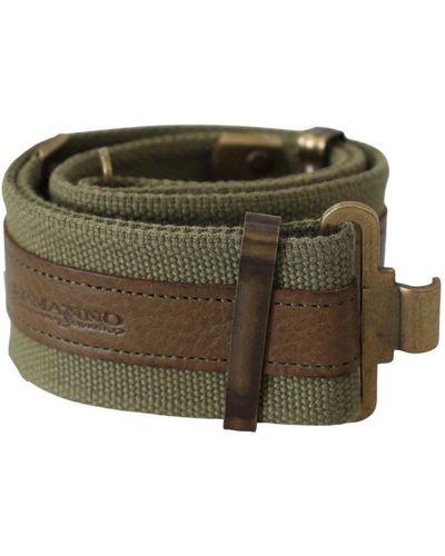 Ermanno Scervino Leather Rustic Bronze Buckle Army Belt Cotton - Green