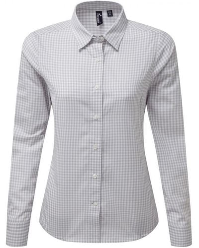 PREMIER Maxton Gingham Shirt Met Lange Mouwen (zilver/wit) - Grijs