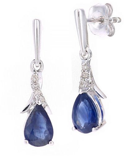 DIAMANT L'ÉTERNEL 9Ct 1.08Ct Sapphire And 0.04Ct Diamond Earrings - Blue