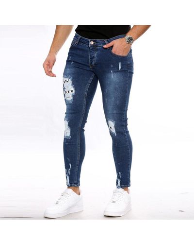 MYT Super Skinny Ripped Denim Jeans - Blue