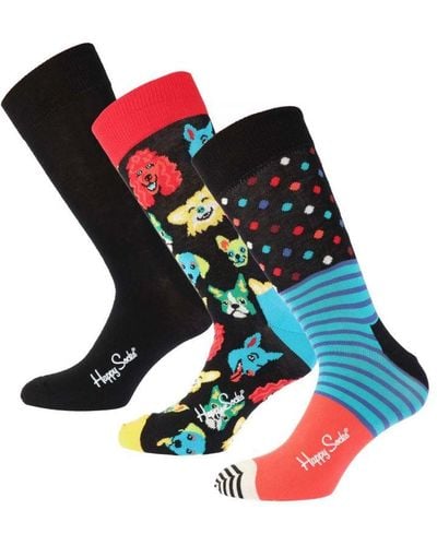 Happy Socks Waterfall 3 Pack Sokken In Zwart - Rood