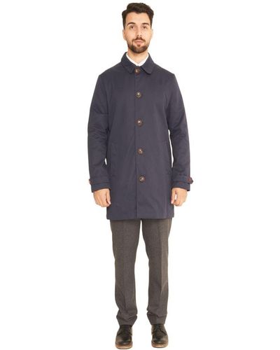 Harry Brown London Navy Blue Single Breasted Trench Coat Cotton