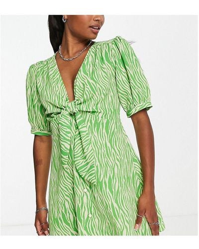 ASOS Design Tie Front Button Through Mini Dress - Green