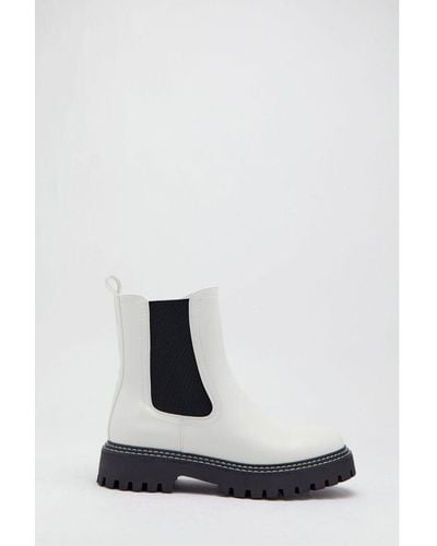 Warehouse Chunky Sole Chelsea Ankle Boot - White