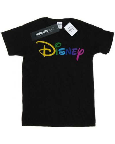 Disney Ladies Colour Logo Cotton Boyfriend T-Shirt () - Black