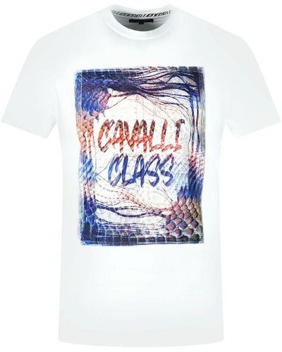 Class Roberto Cavalli Box Logo Box T-Shirt Cotton - White