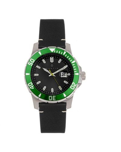 Nautis Dive Pro 200 Leather-Band Watch W/Date - Green