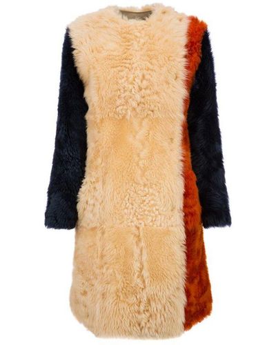 Bally Long Multi Fur Coat - White