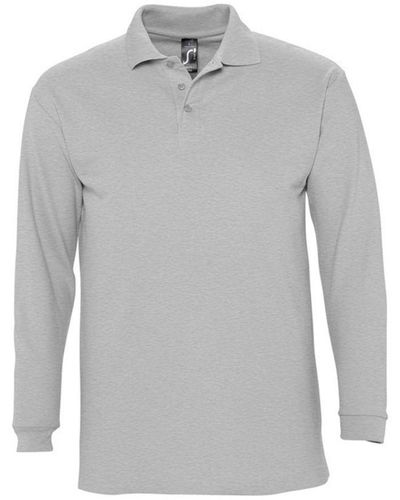Sol's Winter Ii Long Sleeve Pique Cotton Polo Shirt - Grey