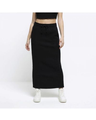 River Island Midi Skirt Sweat Cotton - Black