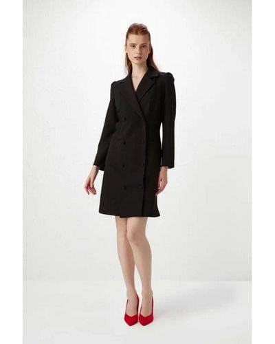 GUSTO Double Breasted Blazer Dress - Black