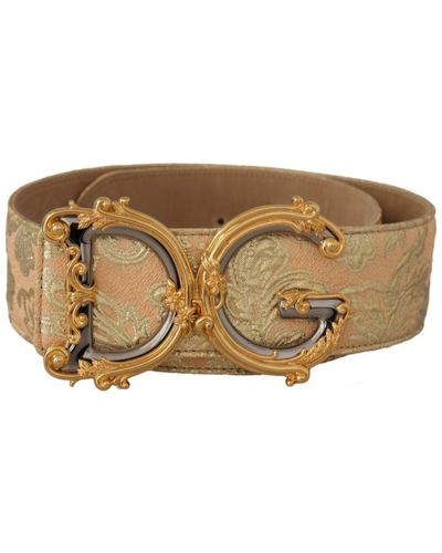 Dolce & Gabbana Wide Waist Jacquard Baroque Dg Logo Buckle Belt - Brown