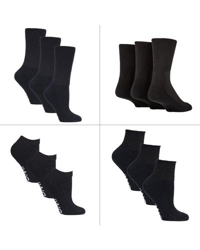 IOMI 12 Pair Pack Diabetic Socks All Year Round Bundle Set - Black